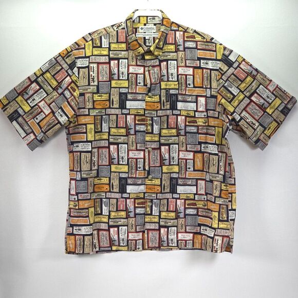 Columbia Fishing Lures Button Up Shirt Men Large All Over Print Gorpcore Cottage - Picture 1 of 16